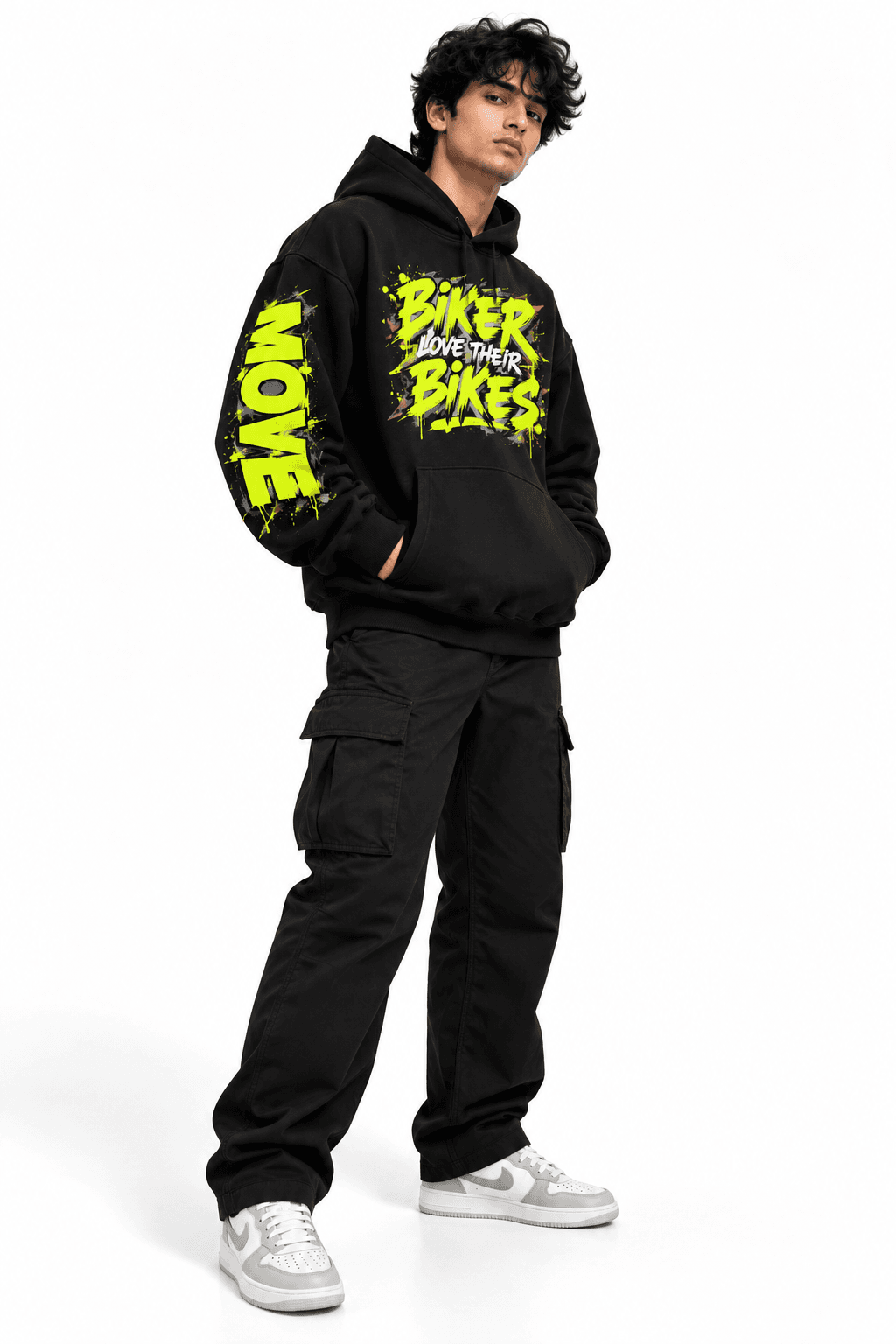 Men Black Biker Moves Hoodies -The Stanch