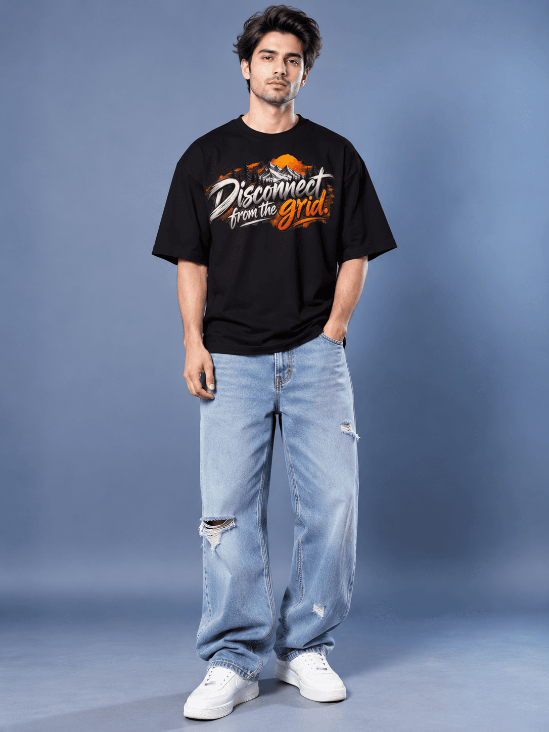 he Stanch Disconnect Black Men’s T-Shirt – Stylish Graphic Print Tee
