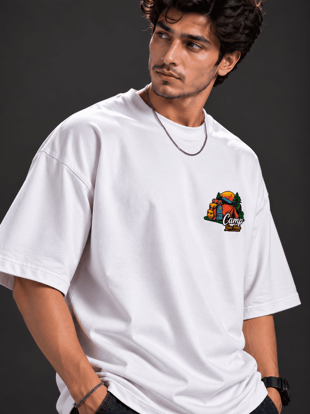 amp Live Free White Graphic T-Shirt for Men – The Stanch