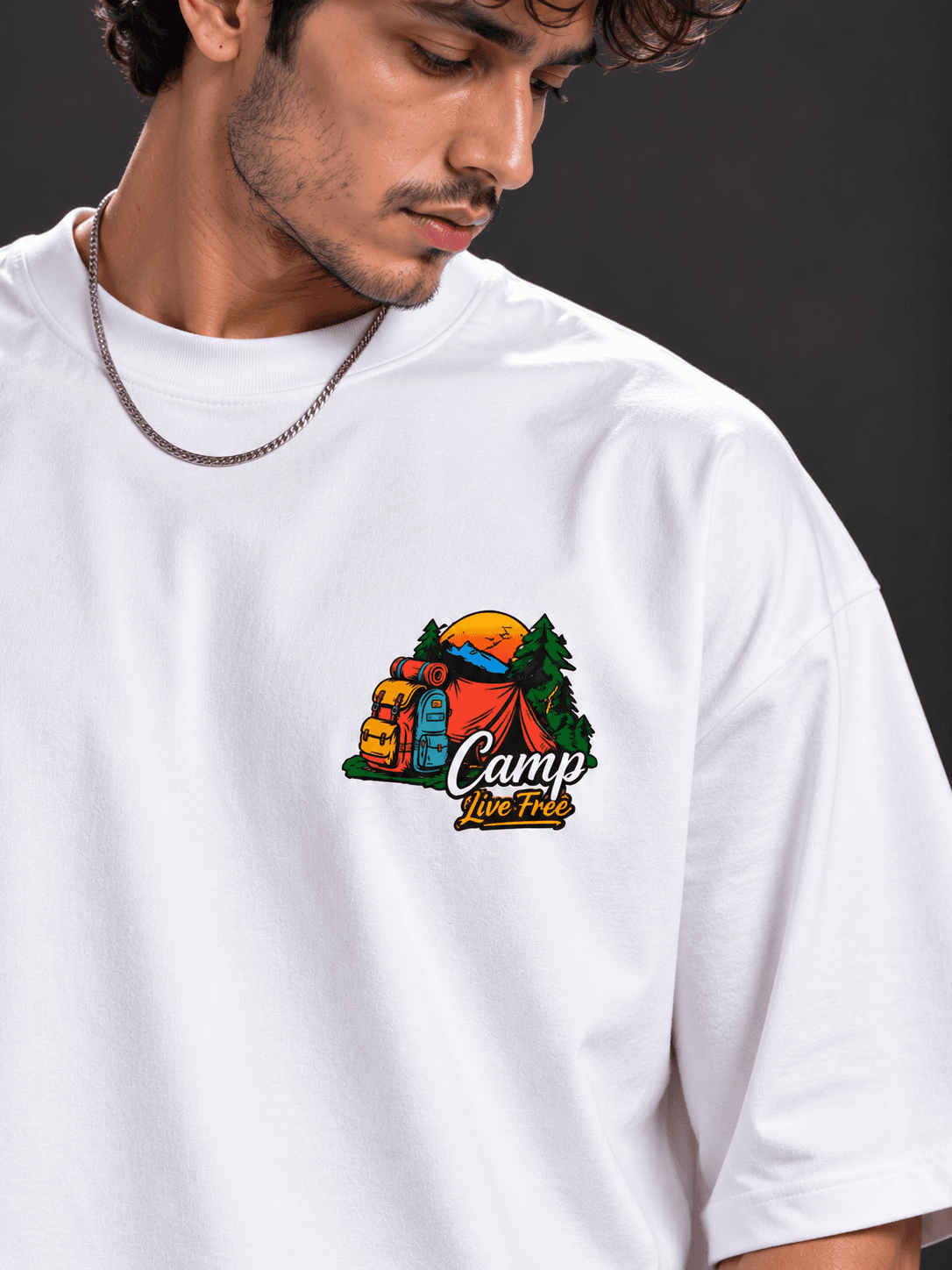 Camp Live Free White T-Shirt for Men | The Stanch