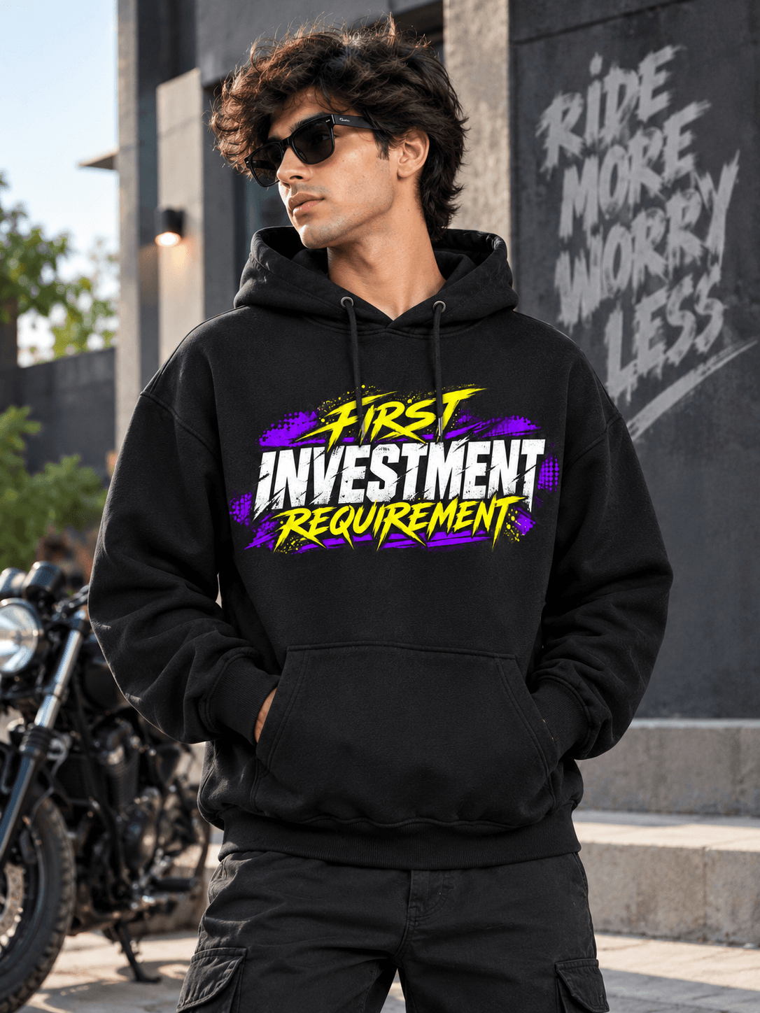 Men Black Biker Boots Hoodies The Stanch